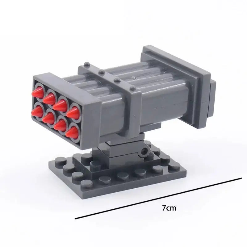 Lance-roquettes gris en plastique avec projectiles rouges coniques lego moc ww2 pour lego adulte militaire