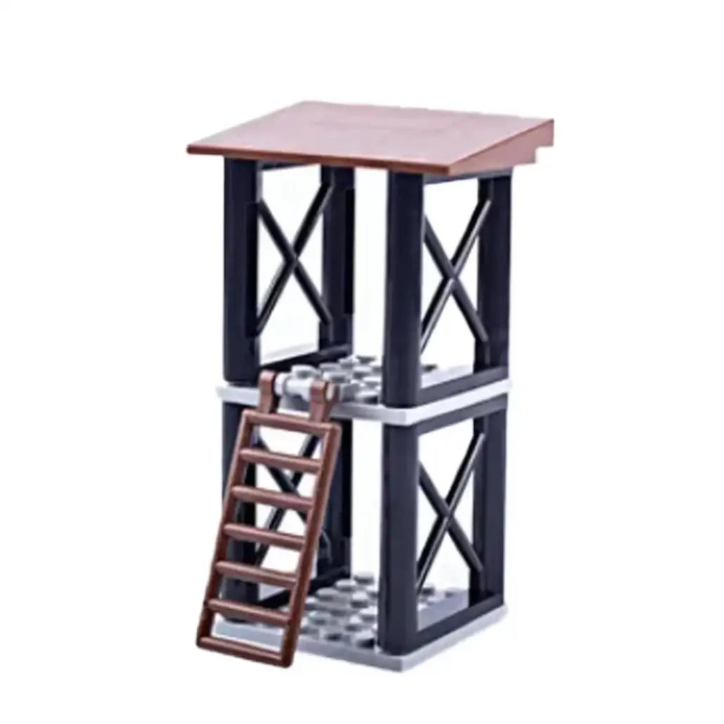 Lego moc ww2 tour noire et marron avec échelle x-brace et plateforme bois pour lego adulte construction militaires