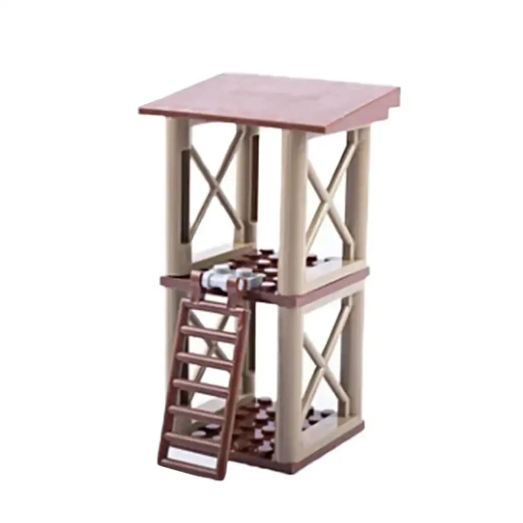Lego moc ww2 tour en plastique marron et beige avec echelle structure croisee et deux niveaux pour lego adulte