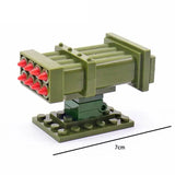 Modele lego moc ww2 en plastique vert olive compose de blocs emboitables avec missiles rouges pour lego adulte