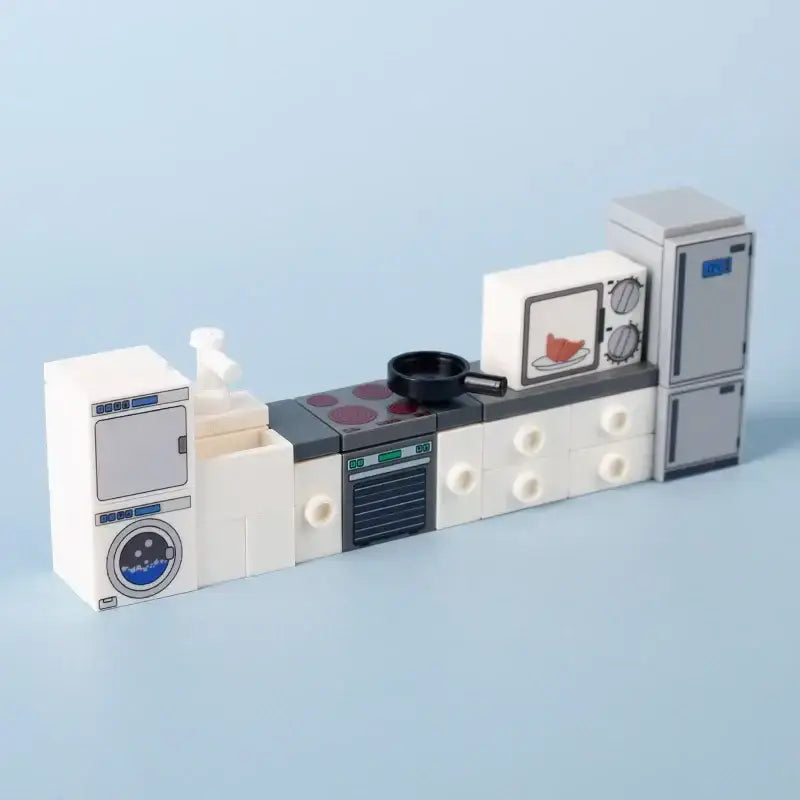 Lego moc cuisine blanche avec appareils gris et accessoires lego meuble noir pour maison moderne décoration intérieure