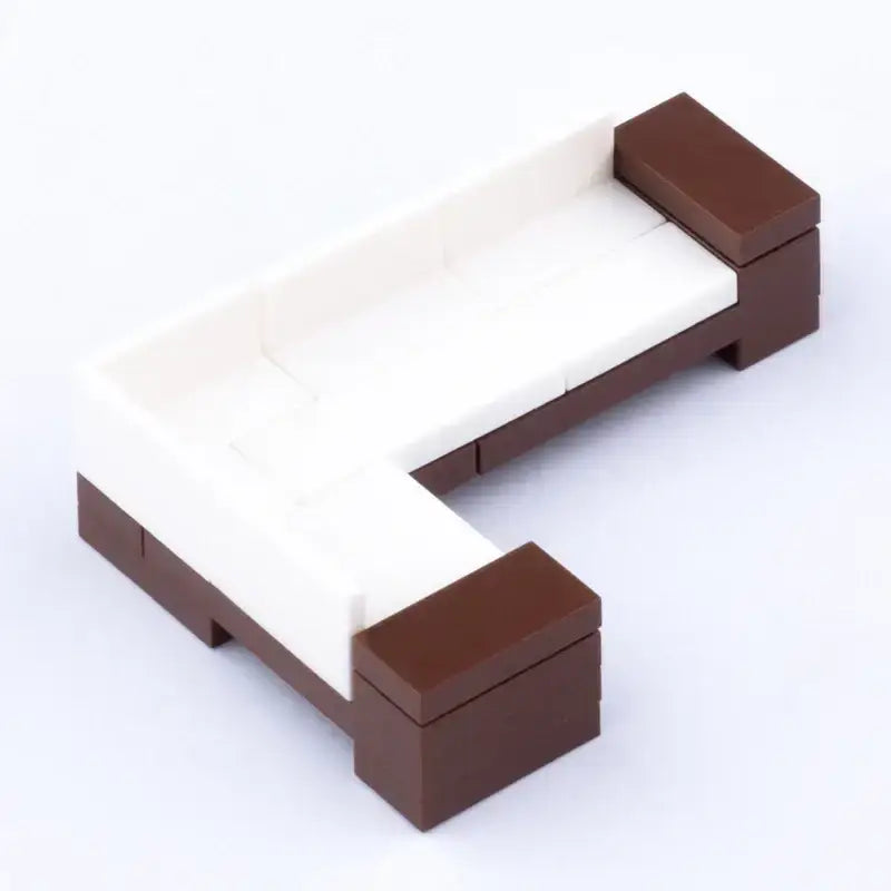 Brown et blanc lego moc sofa modulaire en briques plastique accessoire lego meuble pour décoration intérieure maison moderne