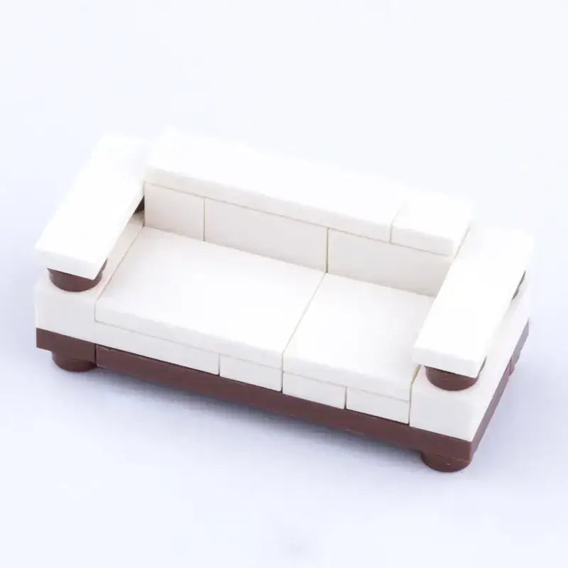 Ensemble canapé lego moc blanc et marron accessoire lego pour décoration intérieure maison moderne lego meuble
