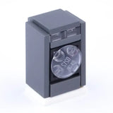 Modèle lego moc de lave-linge compact gris avec porte circulaire transparente et accents noirs pour lego meuble intérieur