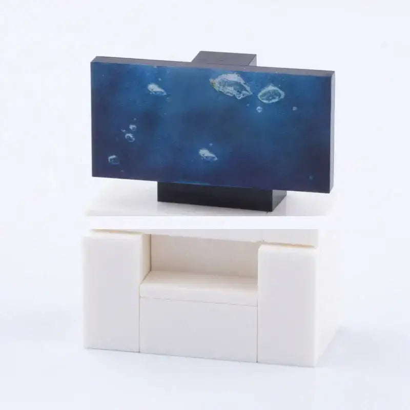 Miniature télé noir cadre en lego moc affichant scène sous-marine avec poissons et bulles pour lego meuble moderne
