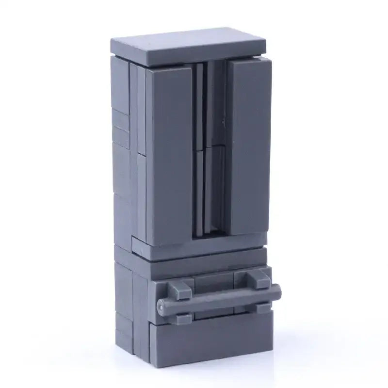Modèle lego moc réfrigérateur gris deux portes design modulaire accessoire lego meuble décoration intérieure maison moderne