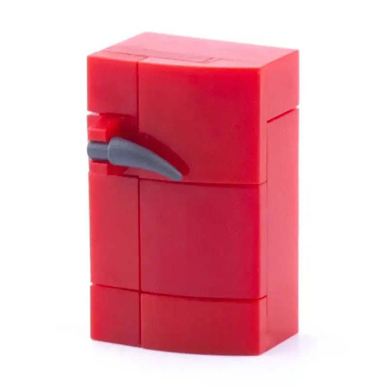 Modèle lego moc réfrigérateur en plastique rouge avec poignée grise accessoire lego meuble pour décoration intérieure maison moderne