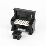 Lego moc accessoire lego piano noir avec touches blanches et tabouret assorti pour décoration intérieur moderne