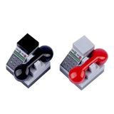 Miniature téléphone de bureau lego moc noir et rouge avec prise de combiné brillante accessoire lego meuble moderne