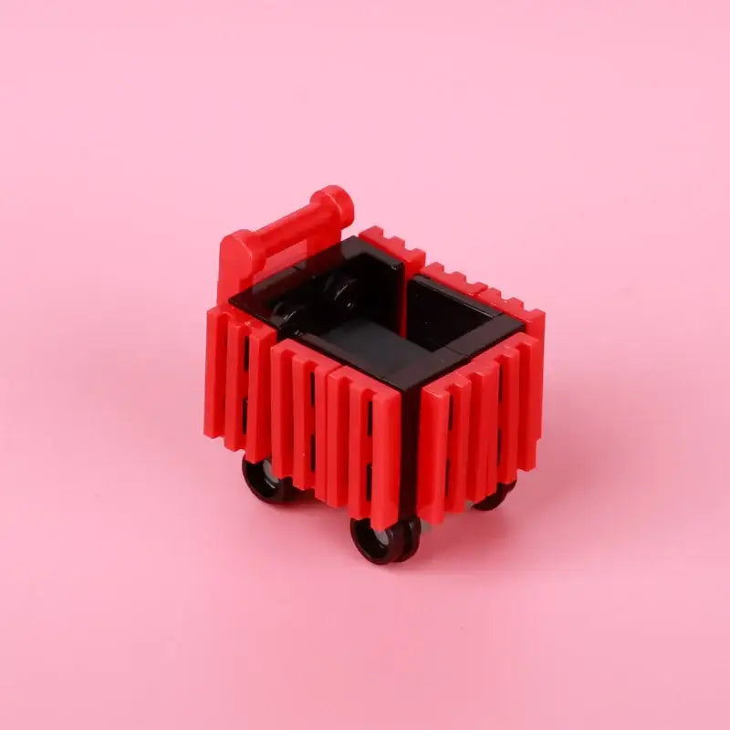 Lego moc magasin supermarché avec chariot de course lego rouge en plastique à intérieur et roues noires