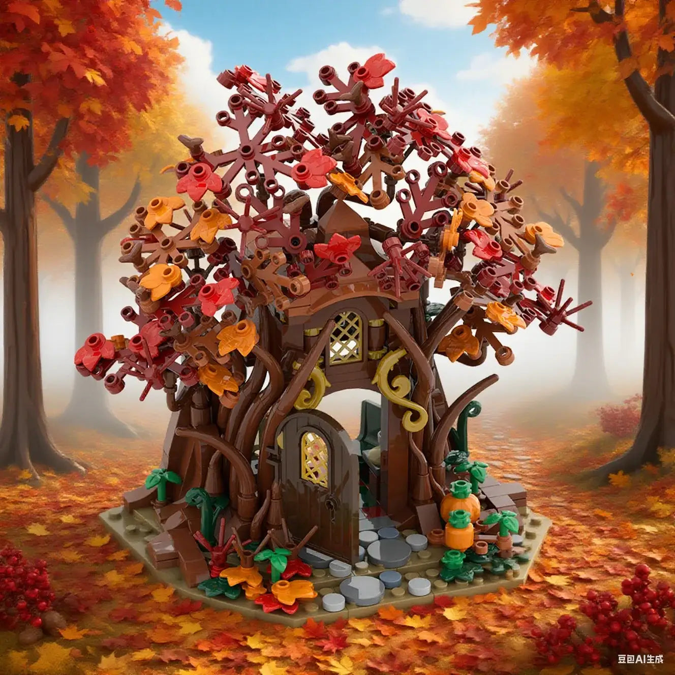 Lego Moc Maison d'elfes forêt automne
