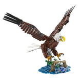 Lego moc oiseaux animaux volants détaillé aigle marron et blanc avec bec jaune en briques plastique emboîtables