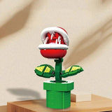Lego moc super mario plante piranha rouge et blanche avec tige verte et pot assorti de la piranha collection