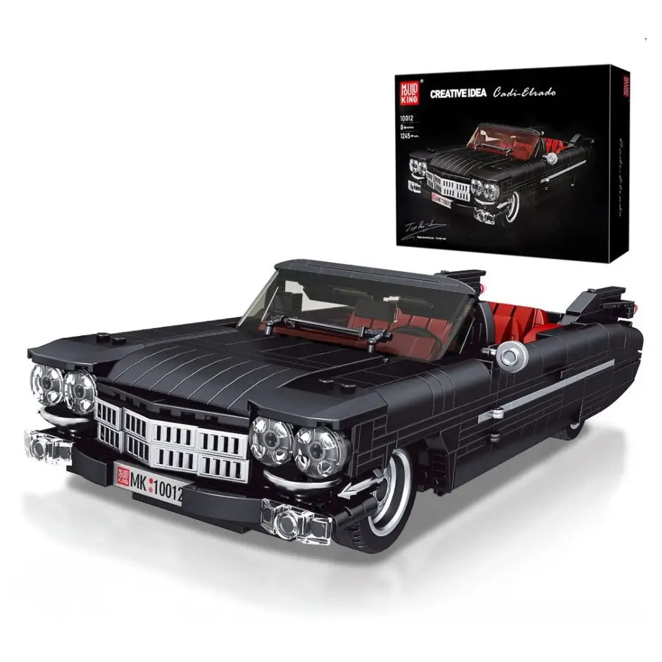 Lego moc cadillac eldorado noir et rouge avec détails chrome reproduction fidèle d’une voiture miniature en lego