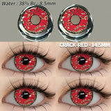 Lentilles colorées halloween crack-red avec motifs rouges et or en boîte claire lentilles colorées fantaisie