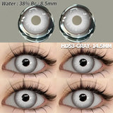 Lentilles colorées halloween modèle hd53-gray-14.5mm gris avec dégradé subtil et centre transparent pour un regard fantaisie