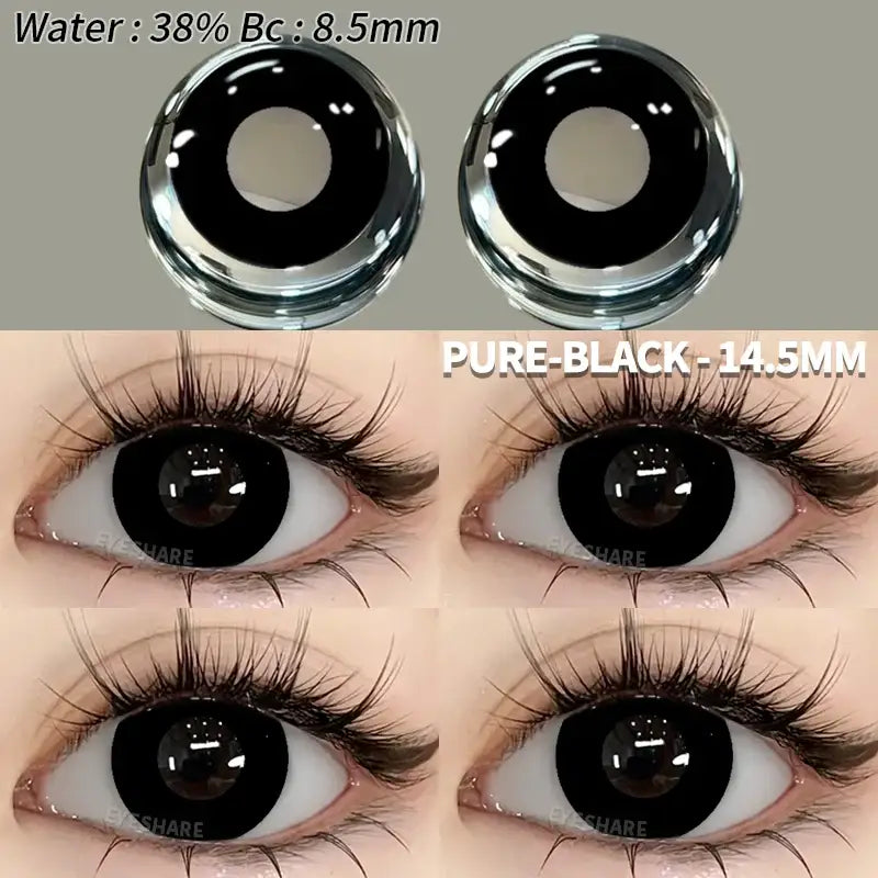 Lentilles colorées halloween pure black 14.5mm base curve lentilles colorées fantaisie pour un regard dramatique