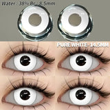 Lentilles colorées halloween blanc pur en matériau transparent brillant avec pupille noire pour effet dramatique