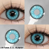 Lentilles halloween couleurs nebula avec lentille bleue vibrante motifs radiaux noirs design transparent brillant