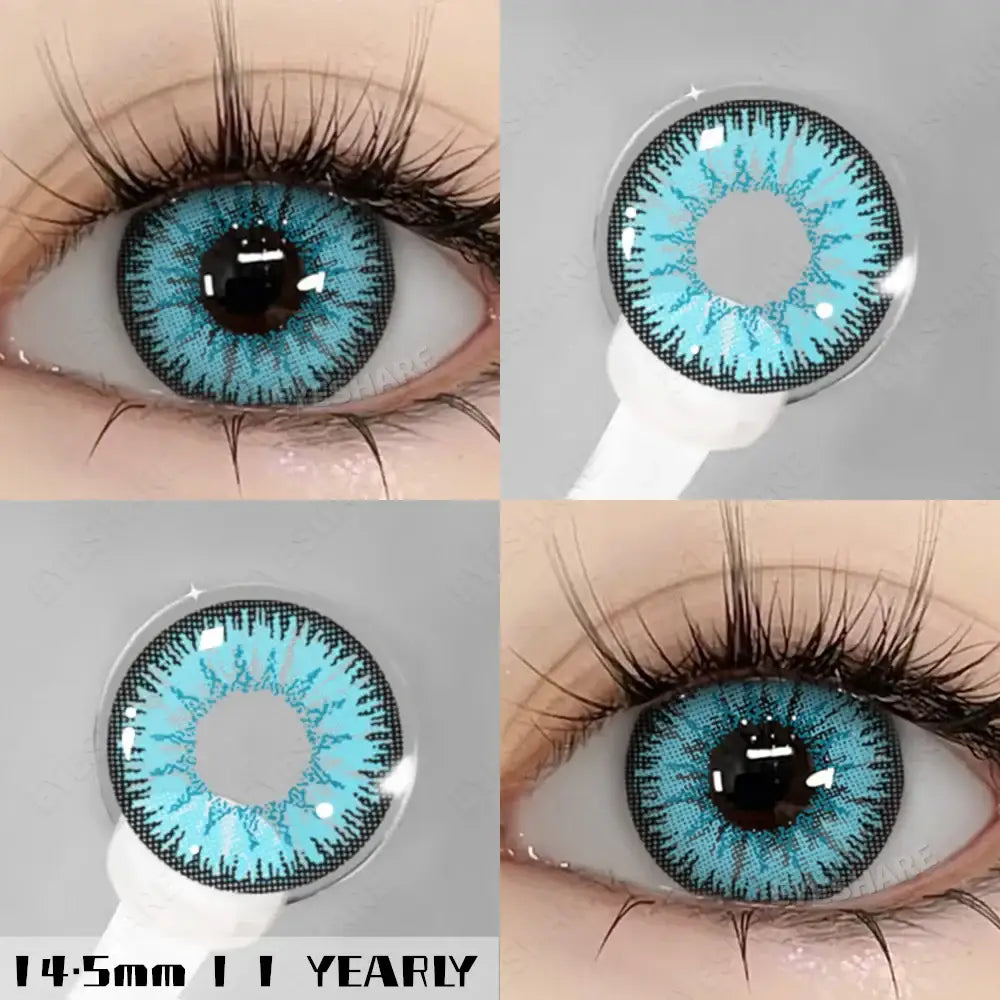 Lentilles halloween couleurs nebula avec lentille bleue vibrante motifs radiaux noirs design transparent brillant