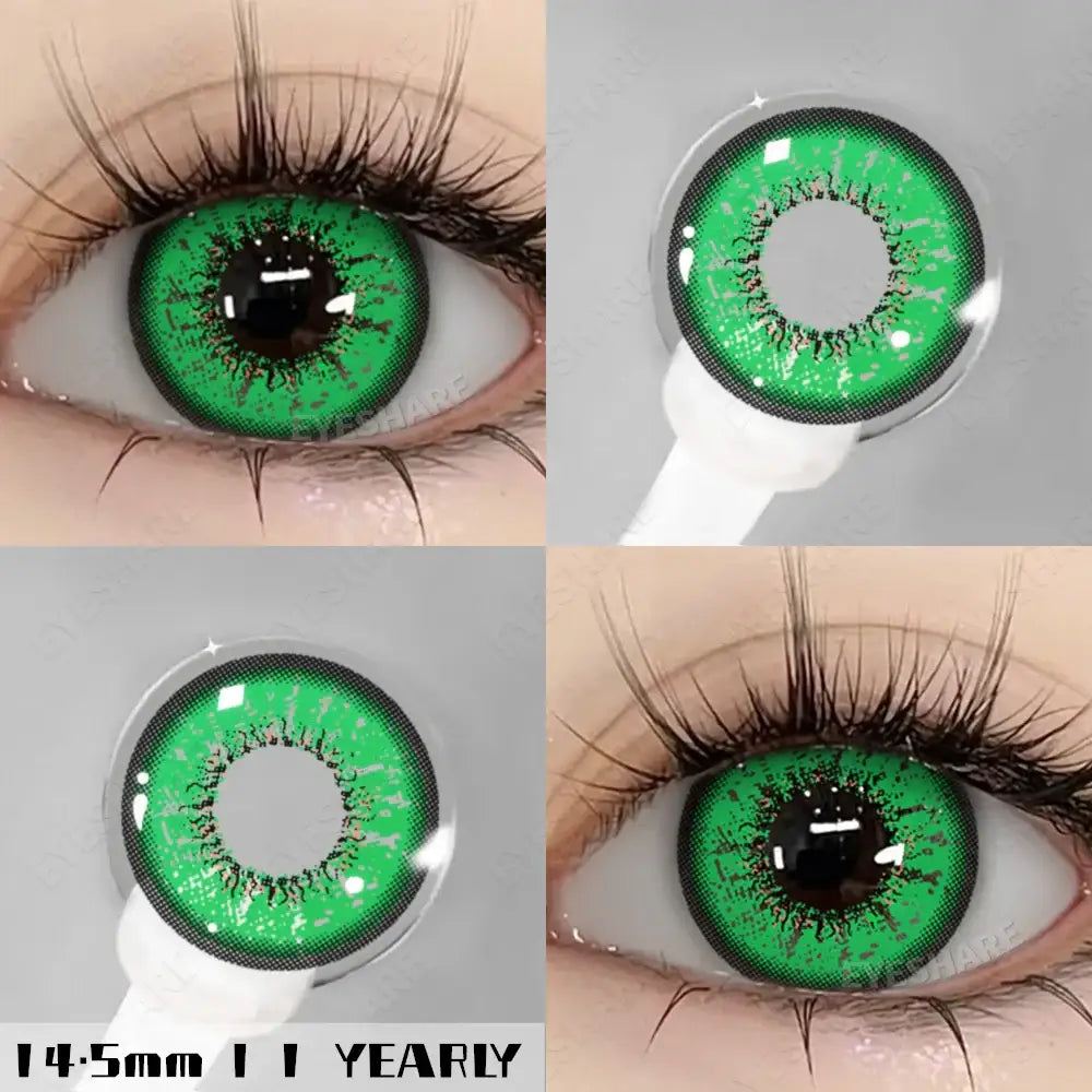 Lentilles halloween couleurs nebula contact colorées eyeshare vert vif avec motif sombre autour de liris pour un effet nébuleux sublimez