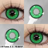 Lentilles halloween couleurs nebula contact colorées eyeshare vert vif avec motif sombre autour de liris pour un effet nébuleux sublimez