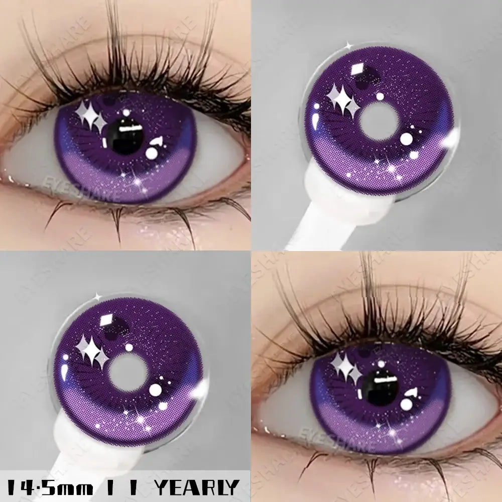 Lentilles halloween couleurs nebula avec design étoilé violet et effet dégradé pour un regard contact colorées eyeshare sublimez