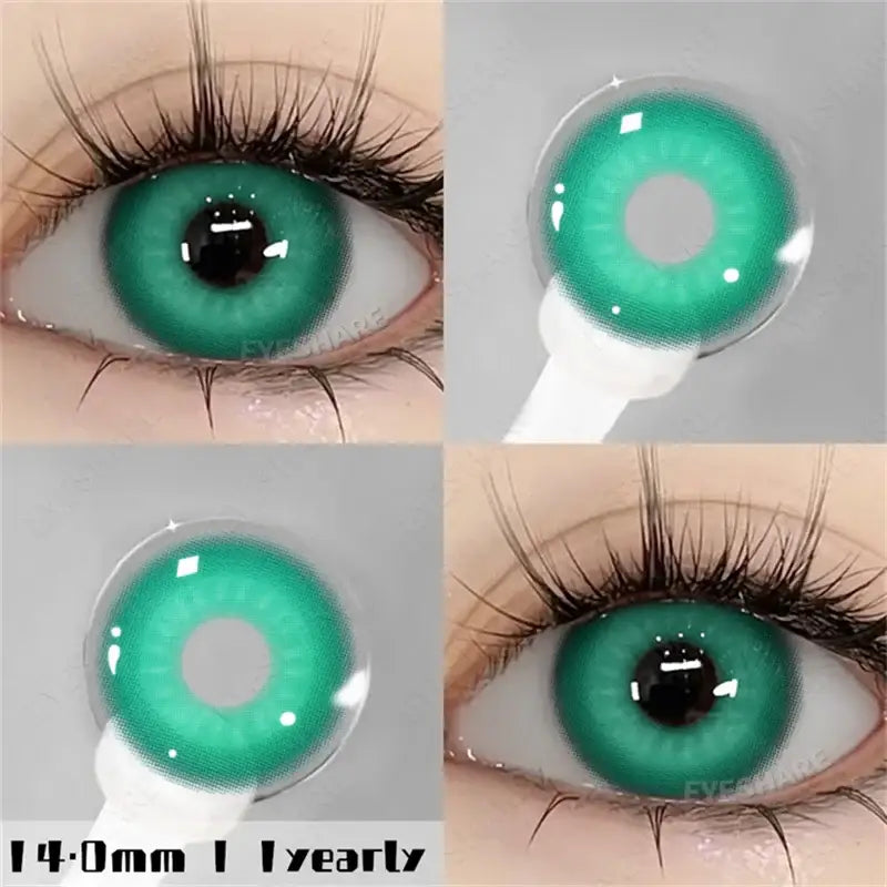 Lentilles halloween couleurs nebula en teinte teal vibrante avec matériau transparent brillant et design concentrique subtil