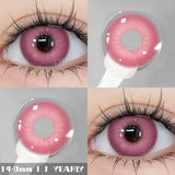 Lentilles halloween couleurs nébuleuses sublimez avec lentilles contact colorées eyeshare rose à gradient subtil vue portée et détachée