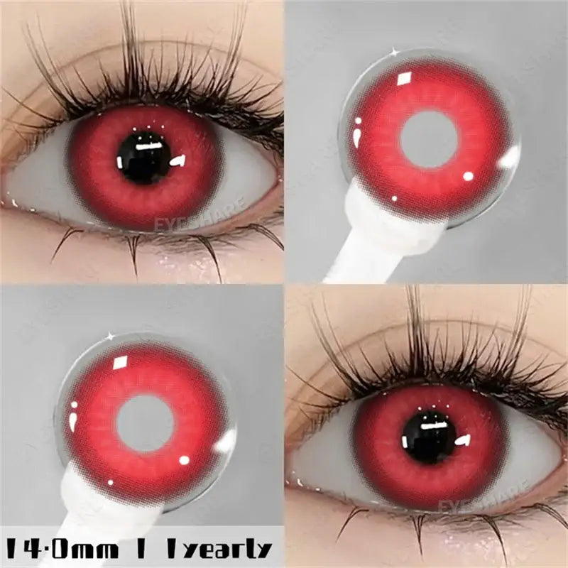 Lentilles halloween couleurs nebula vibrant rouge avec centre noir pour usage quotidien contact colorées eyeshare