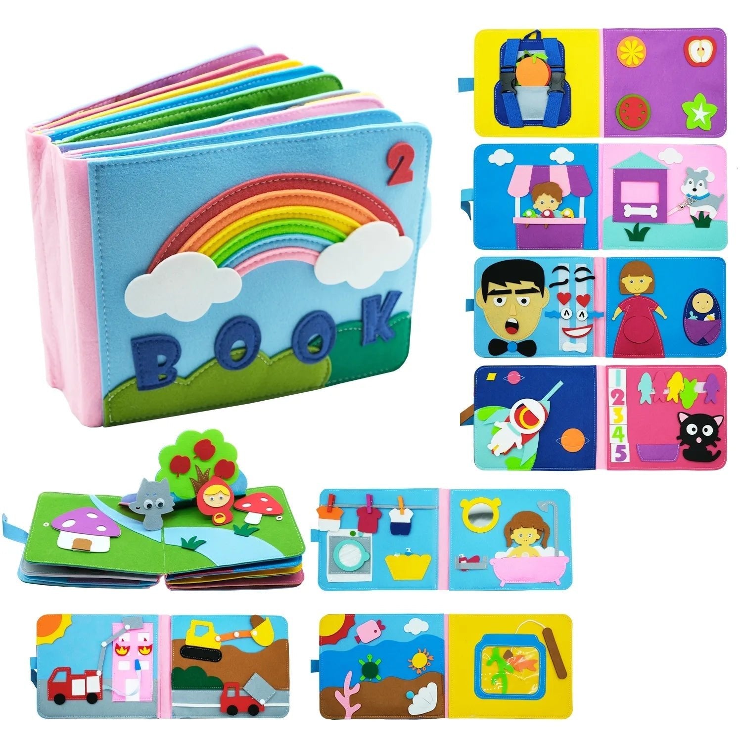 Livre pour bebe en tissu | Livre en tissu bébé Montessori 3D™