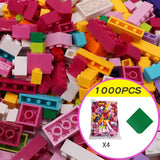Lot 1000 pièces lego en vrac avec briques lego en vrac colorées en plastique de formes et tailles assorties
