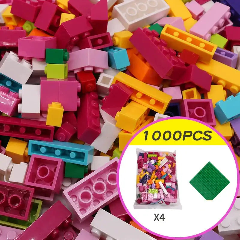 Lot 1000 pièces lego en vrac avec briques lego en vrac colorées en plastique de formes et tailles assorties