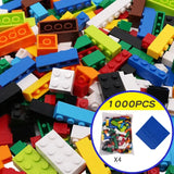 Boîte de lego en vrac contenant 1000 briques lego en vrac colorées en plastique de formes et tailles assorties