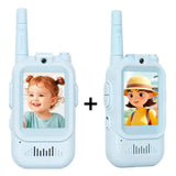 Lot de 2 talkies-walkies rechargeables légers et faciles à utiliser pour enfants avec écran à personnages cartoon bleu clair