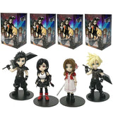 Figurines final fantasy en style chibi avec tenues noires et rouges métalliques lot 4 final fantasy vii rebirth incluant cloud