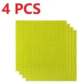 Lot de 4 plaques lego 32x32 jaune vif texturées en carré, set d’ustensiles de table pour construction moc