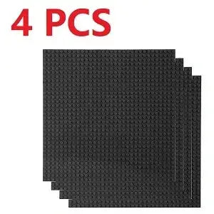 Lot 4 plaques de construction lego moc avec 4 plaques lego 32x32 noires texturées autocollantes