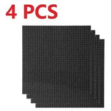Lot 4 plaques de construction lego moc avec 4 plaques lego 32x32 noires texturées autocollantes