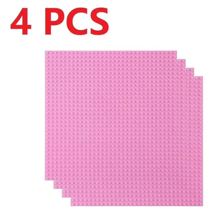Lot 4 plaques lego 32x32 en plastique rose pour construction lego moc, 4 pièces