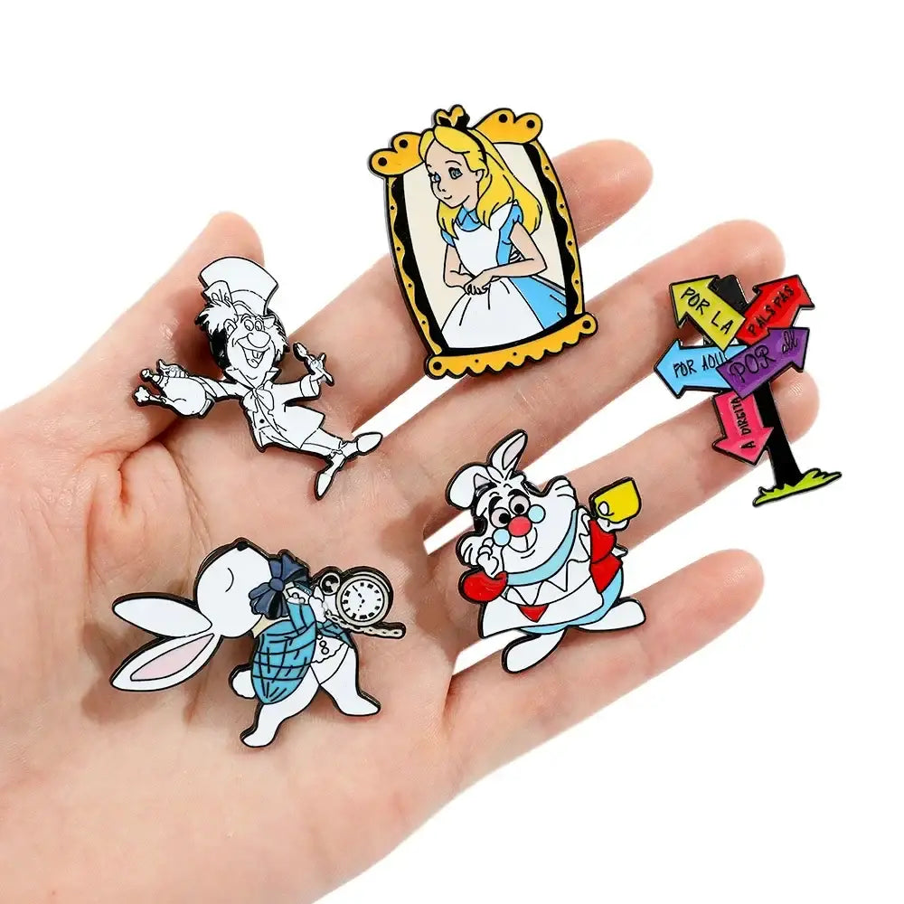 Lot of 5 Alice in Wonderland Pin Badges