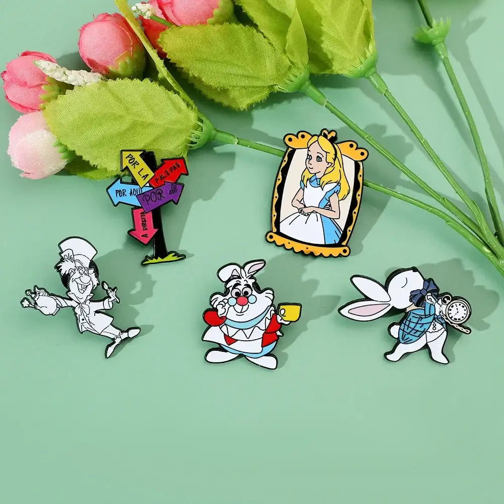 Lot of 5 Alice in Wonderland Pin Badges