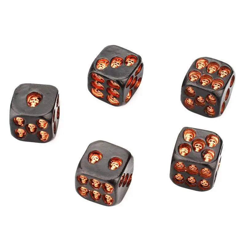 Lot 5 dés crânes halloween noirs avec motifs orange crânes halloween pour l’occasion d’halloween détails