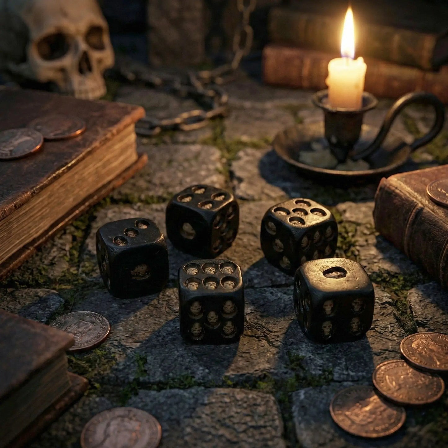 Lot of 5 Halloween Skull Dice