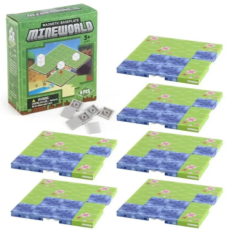 Lot 6 plaques magnétiques minecraft avec plaques magnétiques vertes et bleues pour jeu thématique minecraft
