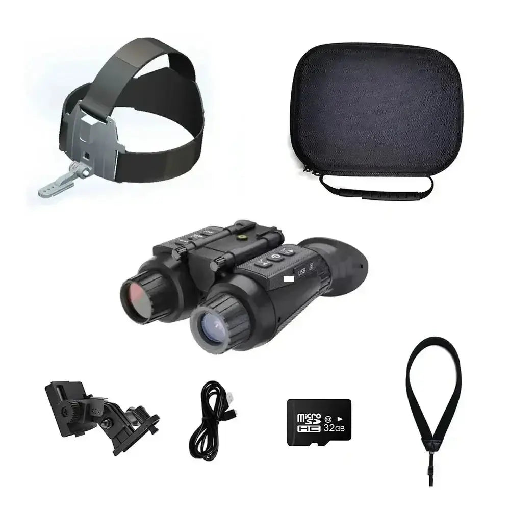 Lunette vision nocturne hd 36mp noire avec boutons de contrôle et mise au point ajustable pour images stéréoscopiques en lumière infrarouge