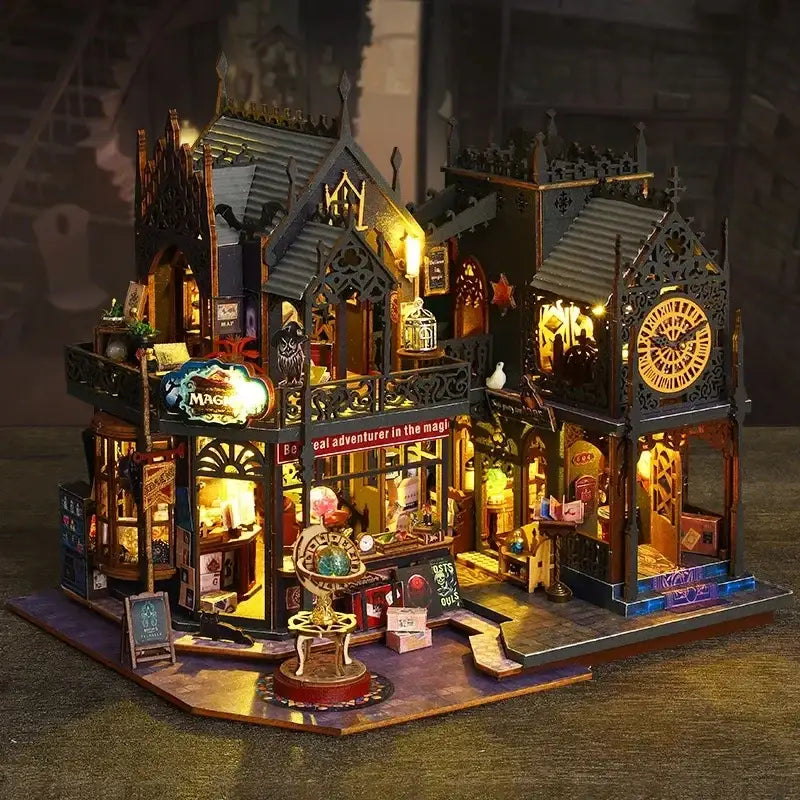 Toy wooden construction house
