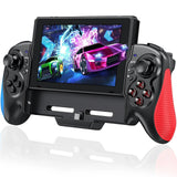 Manette pro solide pour nintendo switch avec poignée ergonomique noire et rouge et fonction turbo intégrée