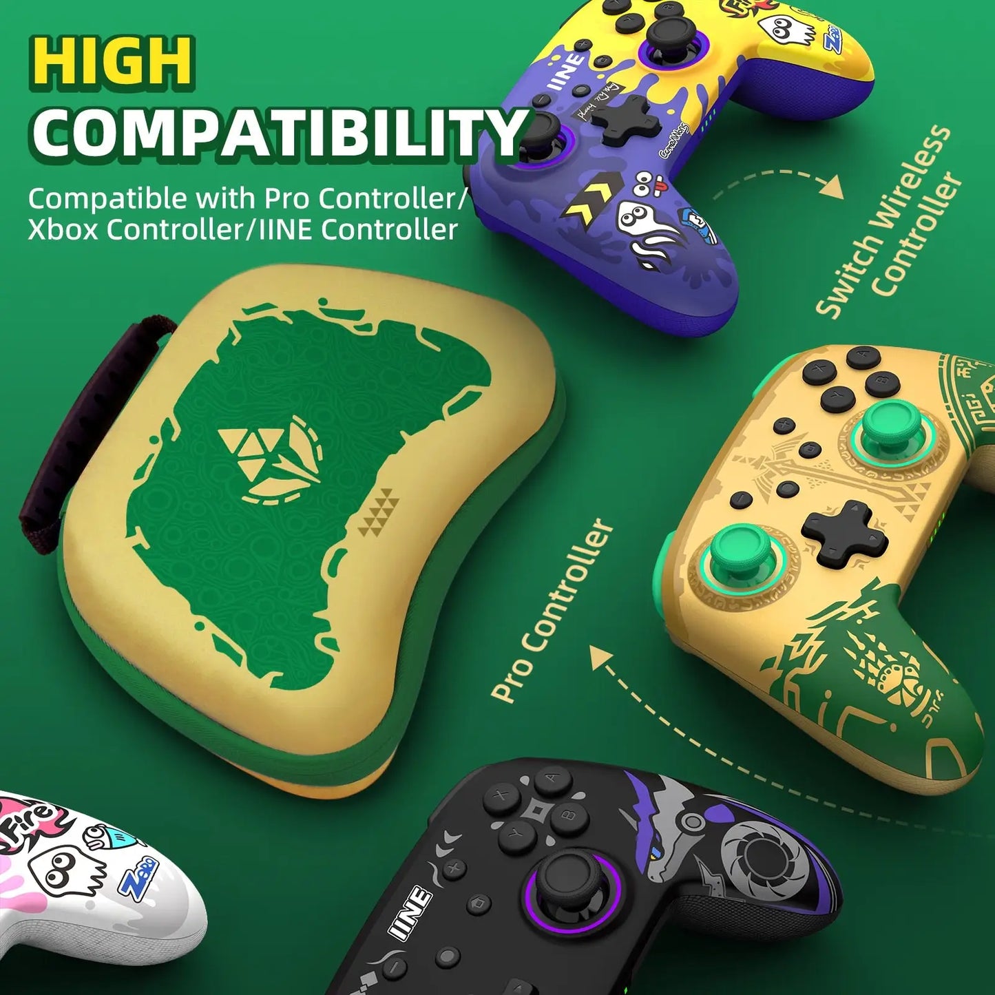 Nintendo Switch OLED Green Gold Zelda TOTK Controller