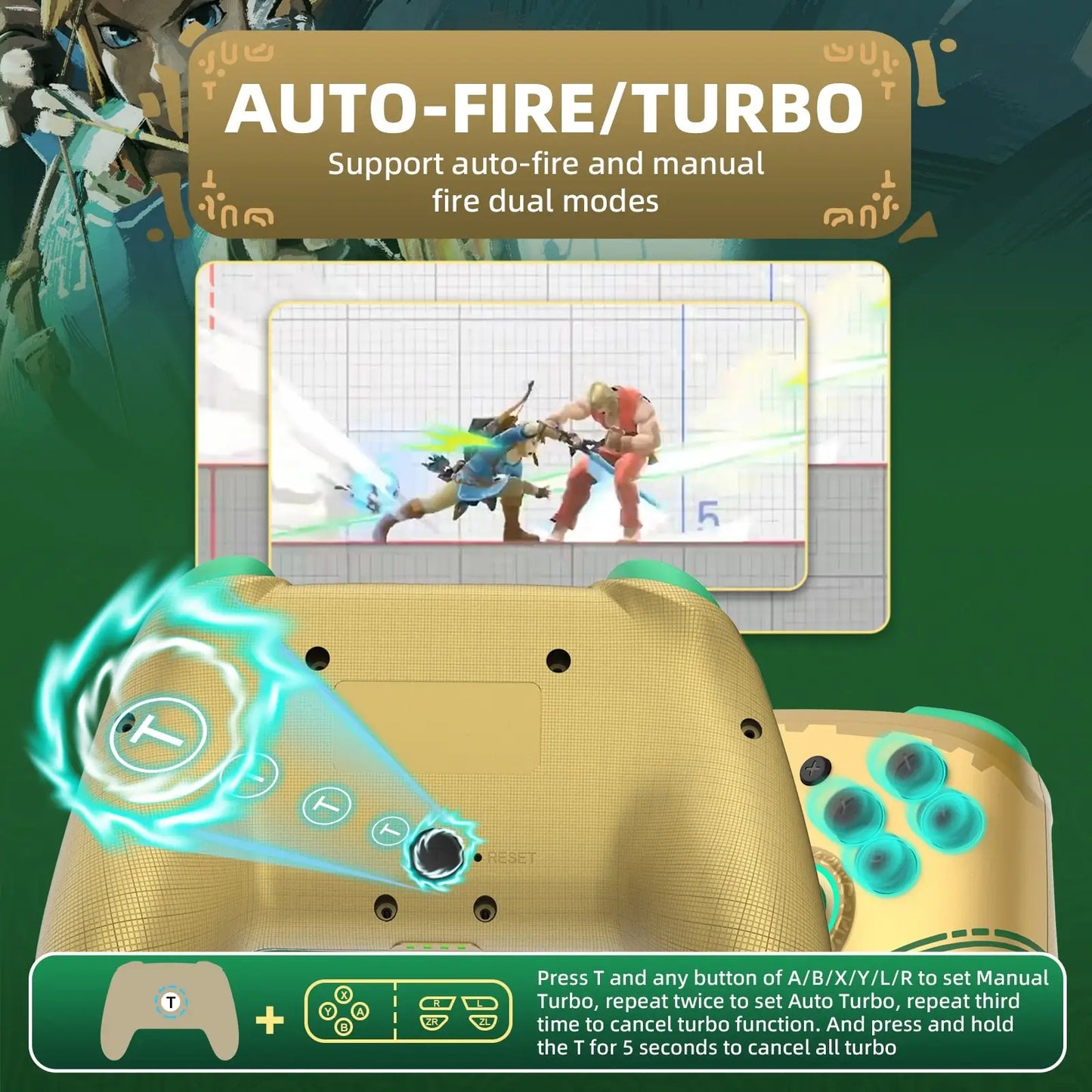 Nintendo Switch OLED Green Gold Zelda TOTK Controller